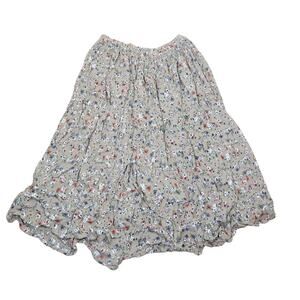 Vintage 90s Indira tan floral flowy midi peasant skirt L